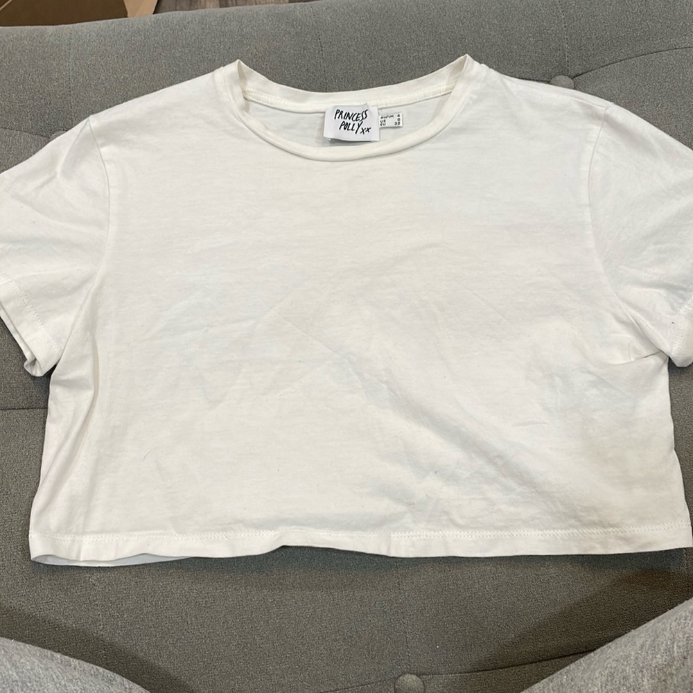 Princess Polly White Tshirt Crop Top